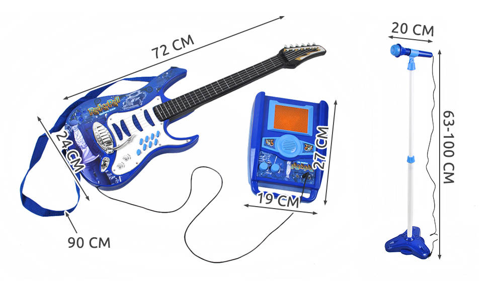 Rock’n’Roll gitár mikrofon+állvány erősítő készlet – kék 3