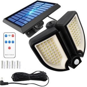 90LED-es, mozgásérzékelős forgatható napelemes lámpa távirányítóval YT-90 (THM)