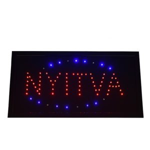 „Nyitva” LED tábla / villogó kék kerettel (BBL)