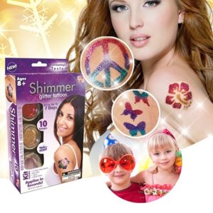 Shimmer Glitter - csillámtetováló készlet csillámporokkal, sablonokkal, ecsettel (BBV)