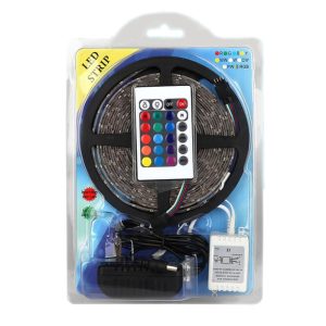 5 méter hosszú színes (RGB) LED szalag szett öntapadós hátoldallal (BBV)