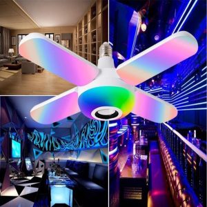 E27 foglalatú összecsukható RGB LED izzó beépített hangszóróval + távirányítóval (BBV)