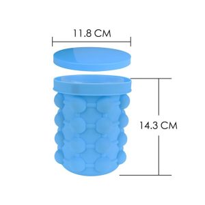Egyszerűen használható és helytakarékos 3in1 jégkocka készítő, tároló és italhűtő vödör szilikonból - 13 x 14 cm, kék (BBM) - Image 9