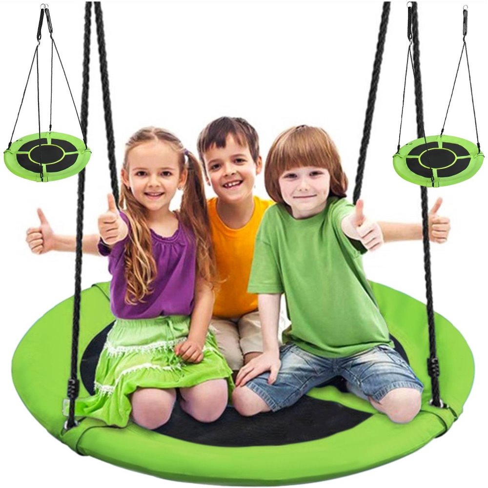 1 méter átmérőjű, időjárásálló fészekhinta gyerekeknek – fekete, zöld
