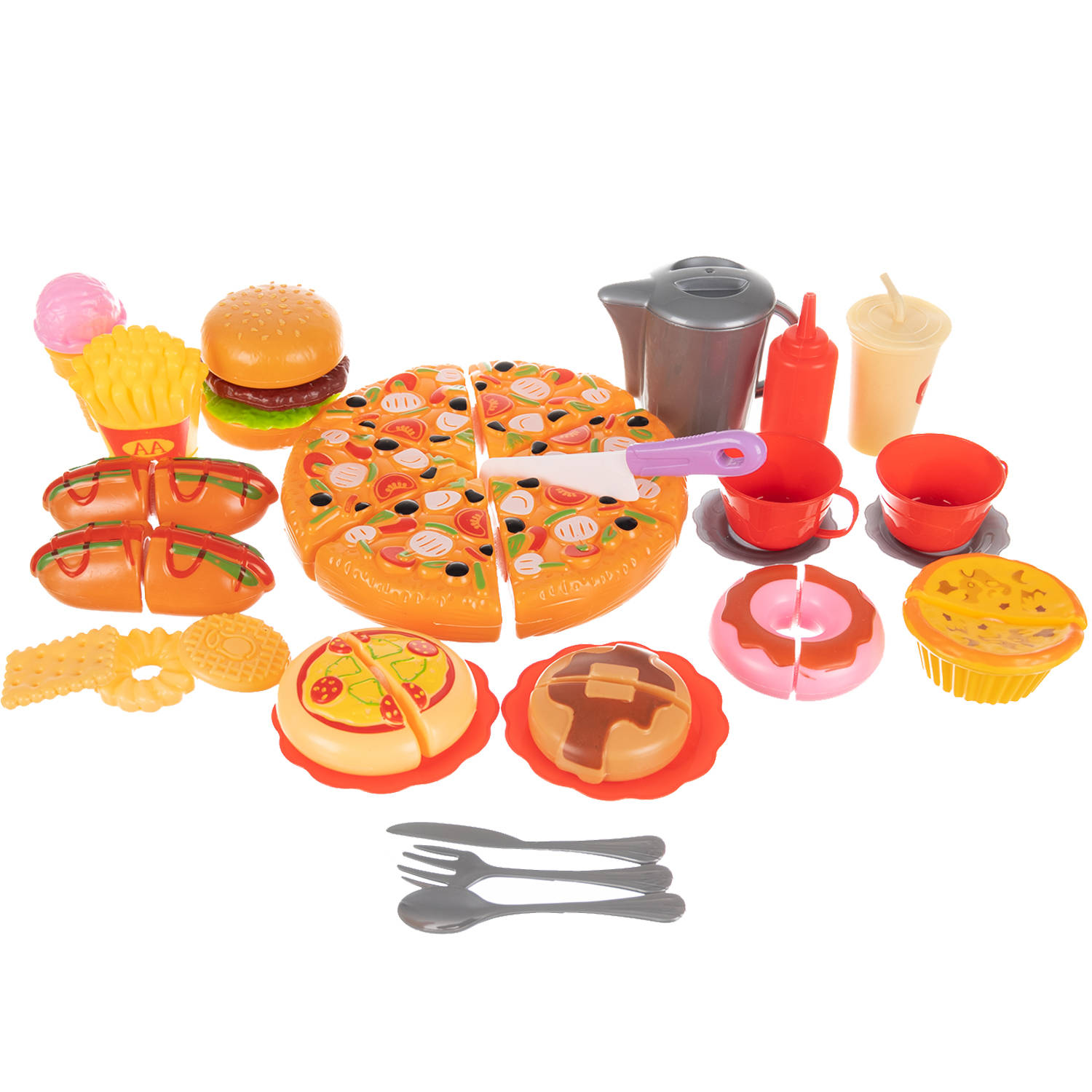 42 darabos gyorsétterem játék szett vágható ételekkel (BB16875) 8