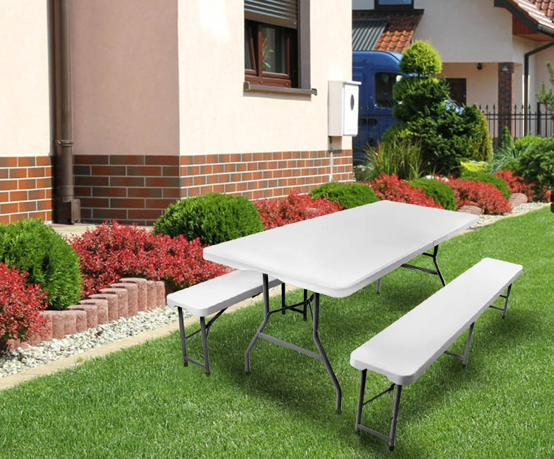 Összecsukható kerti asztal padokkal – 180 cm (BB3257) 9