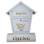 Utcai postaláda újságtartóval - fehér (BBL)