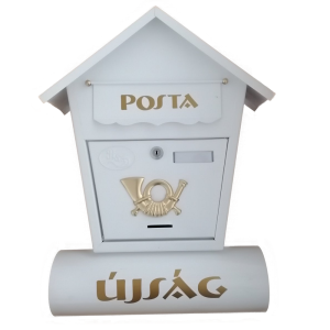 Utcai postaláda újságtartóval - fehér (BBL)