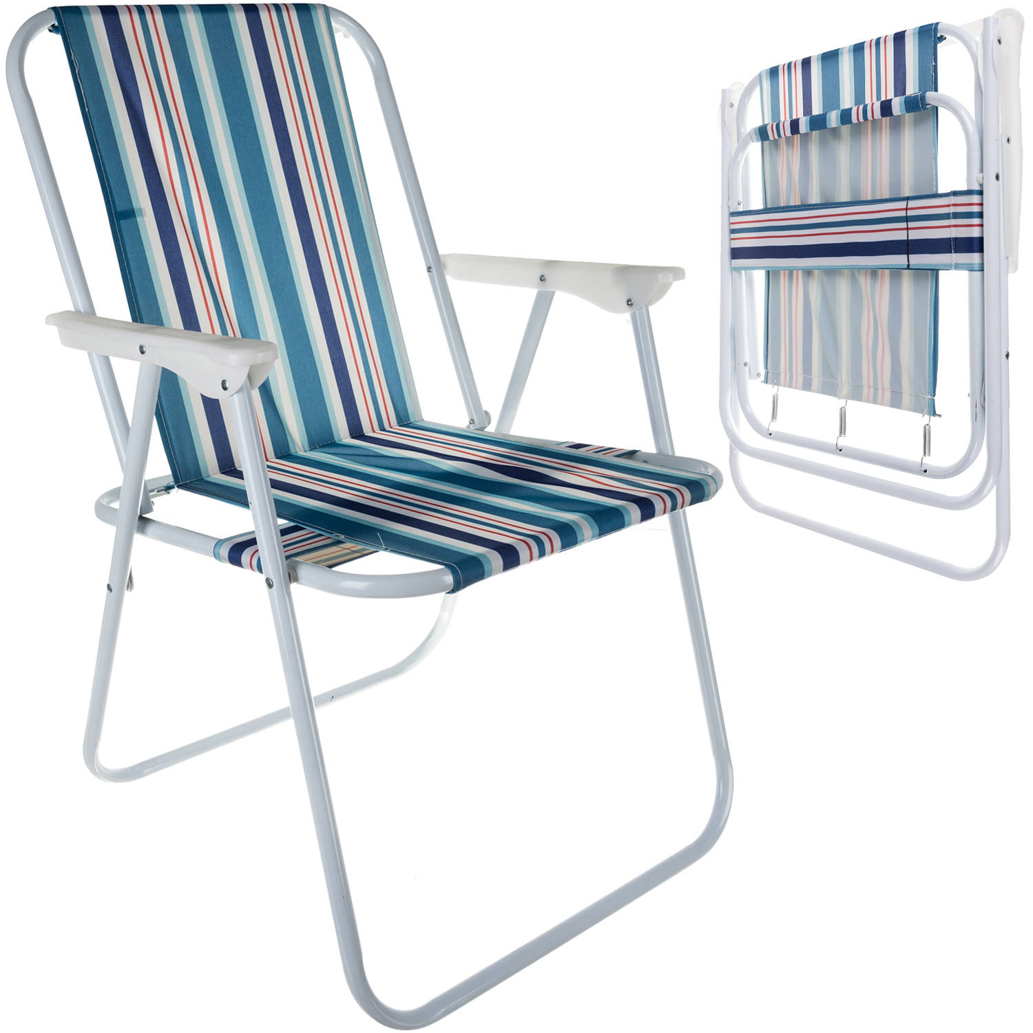 Összehajtható kemping szék vidám, csíkos szövettel (BB10045) (7)