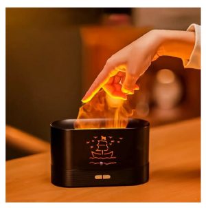Láng hatású Flame aroma diffúzor és párásító -180 ml , USB, sötétbarna (BBV)