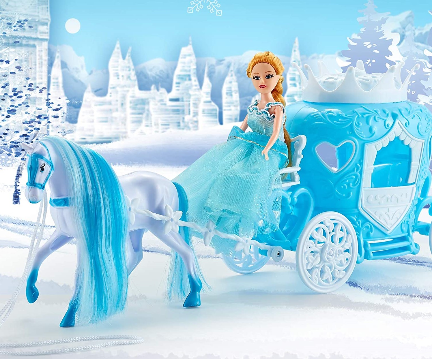 Mesebeli téli hintó fehér lóval és hercegnővel (BBMJ) (7)
