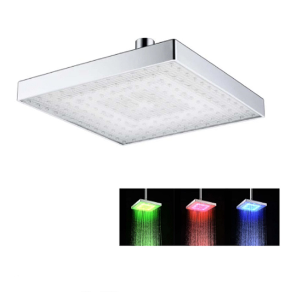 RGB négyzet alakú színváltós LED zuhanyfej 1