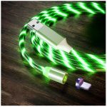 Lenyűgözően villogó mágneses USB töltőkábel cserélhető fejekkel – zöld (THM) (BBL)
