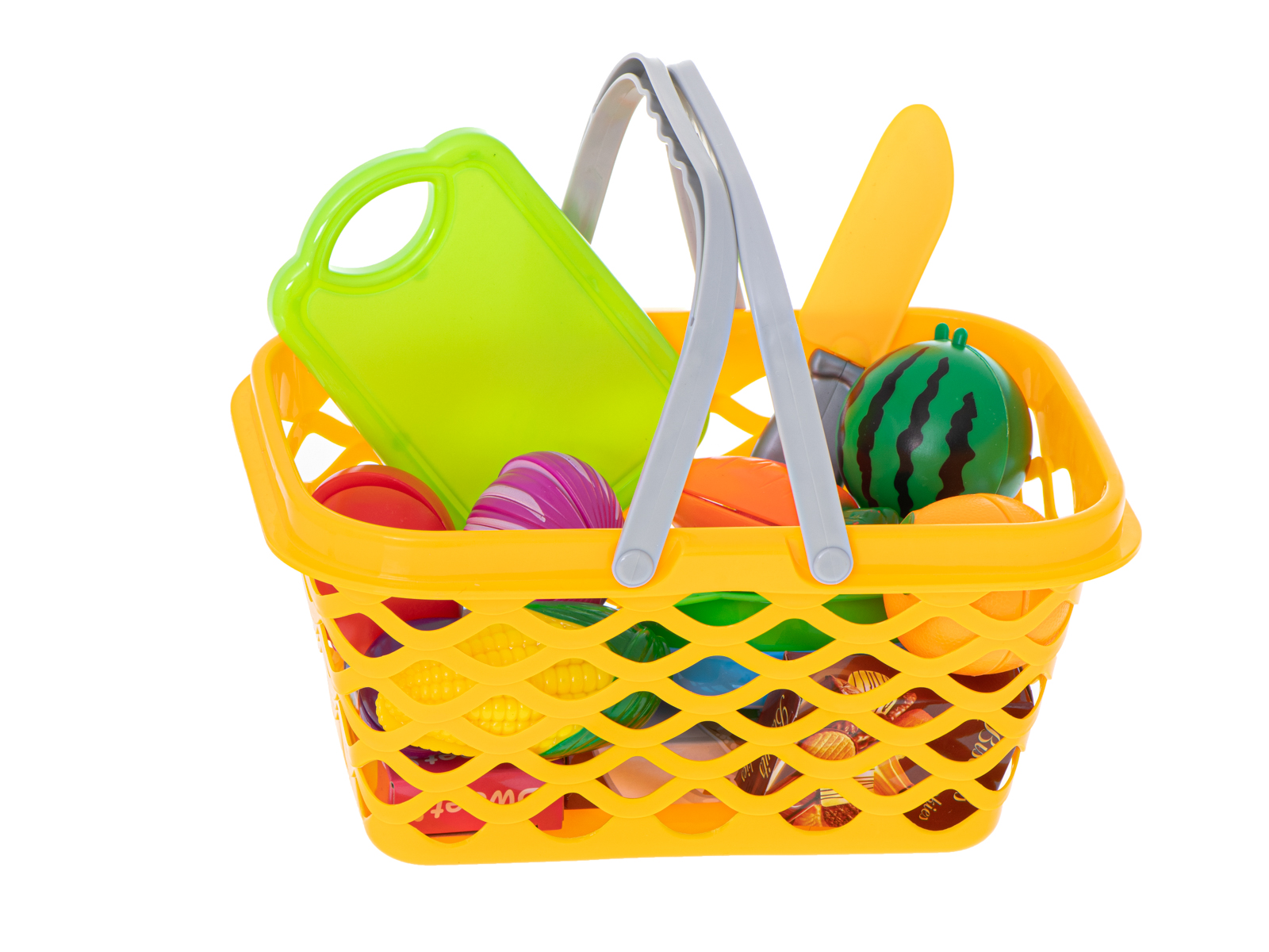 Játék bevásárlókosár vágható gymölcsökkel és zöldségekkel (BBI-6384) (3)