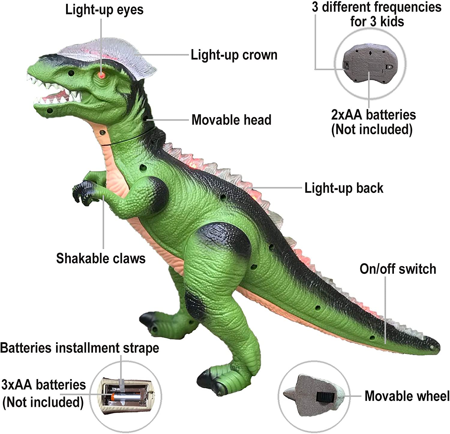 Dilophosaurus távirányítós játék dínó világító dupla taréjjal (2)