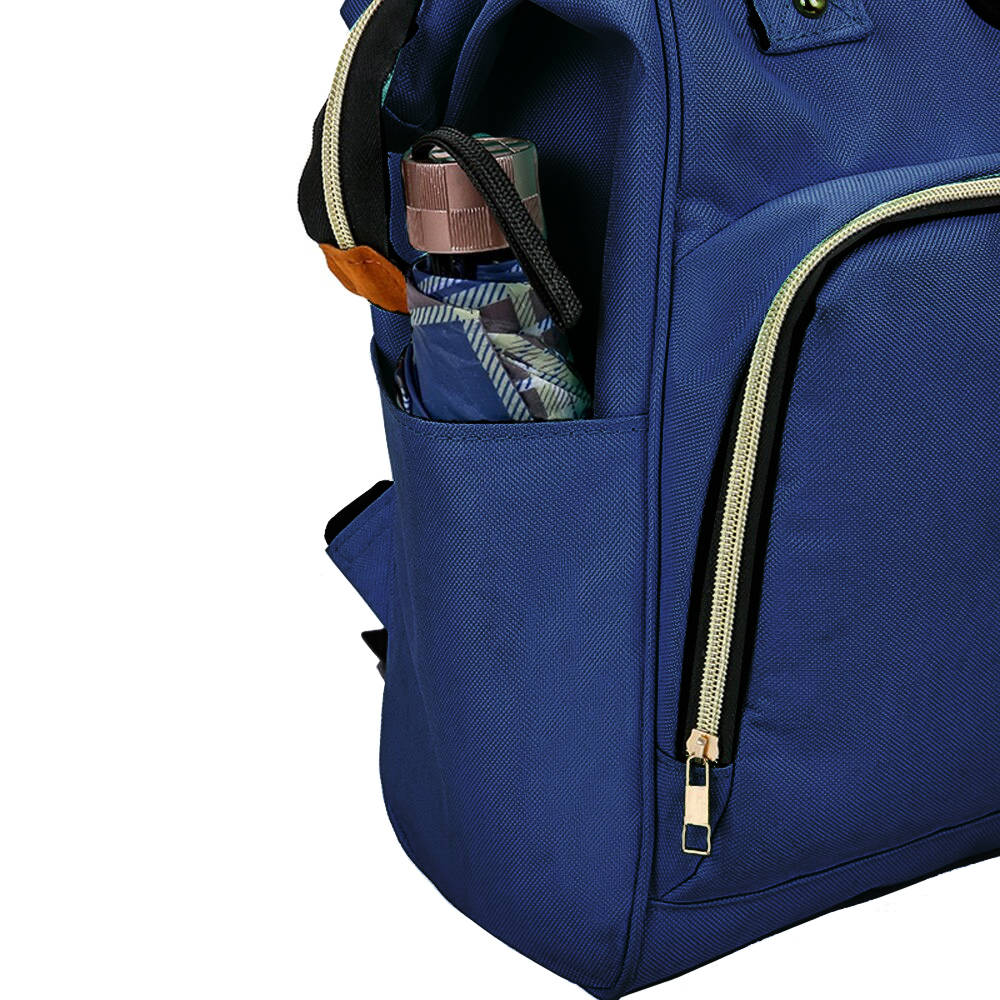 Babakocsihoz rögzíthető – többfunkciós, vízálló – pelenkázó hátizsák sok zsebbel – kék, 51 x 36 cm (BB-8912) (5)