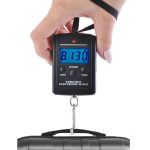 Többfunkciós, hordozható - digitális LED függőmérleg háttérvilágítással - 40 kg-ig (BBV)