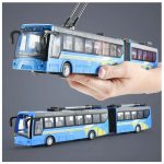 City bus - nagy méretű távirányítós csuklós trolibusz világító fényszórókkal és tölthető akkumulátorral - 36 cm (BBJ)