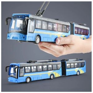 City bus - nagy méretű távirányítós csuklós trolibusz világító fényszórókkal és tölthető akkumulátorral - 36 cm (BBJ)