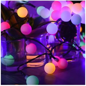 Hangulatos kültéri fényfüzér 100 db színes LED-del, hálózati csatlakozóval és 8 világítási móddal - 12 m (BBJ)