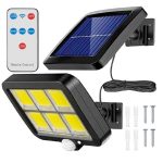 100 LED-es szürkület- és mozgásérzékelős kültéri szolár lámpa különálló paneles, vízálló solar világítás (BBL)
