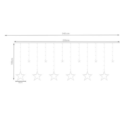138 LED-es fényfüggöny csillagokkal kül-, és beltérre – 2,5 x 1 m, meleg fehér (BB-19750) (6)
