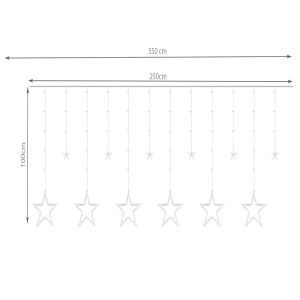 138 LED-es fényfüggöny csillagokkal kül-, és beltérre, 8 világítási móddal - 2,5 x 1 m, hideg fehér (BB-11318) - Image 4