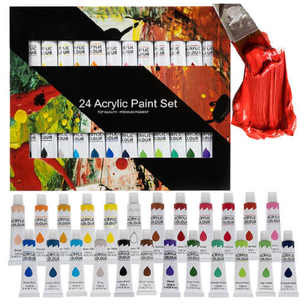24 különböző színű prémium akril festék készlet -12 ml-es tubusokban (BB-20363) (6)