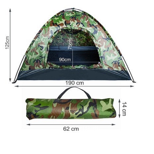 4 személyes, vízálló, UV szűrős turista kemping sátor praktikus táskában – 190 x 190 x 125 cm, terepszínű (BB-10140) (3)