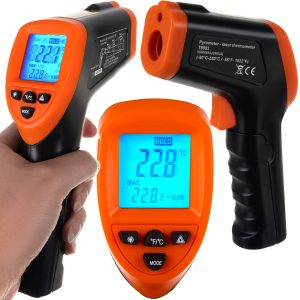 Digitális, érintés mentes lézeres hőmérő, pirométer 550°C-ig - LCD kijelzővel, háttérvilágítással (BB-8993)