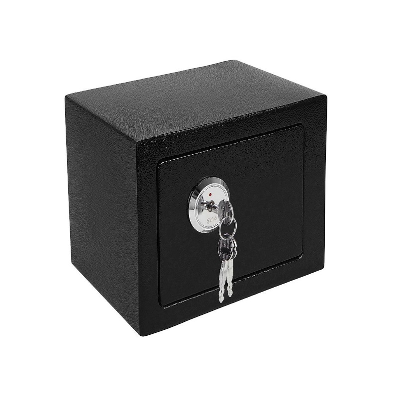 Falra szerelhető biztonsági széf – 3 darab kulccsal, 23 x 17 x 17 cm, fekete (BB-8800) (12)