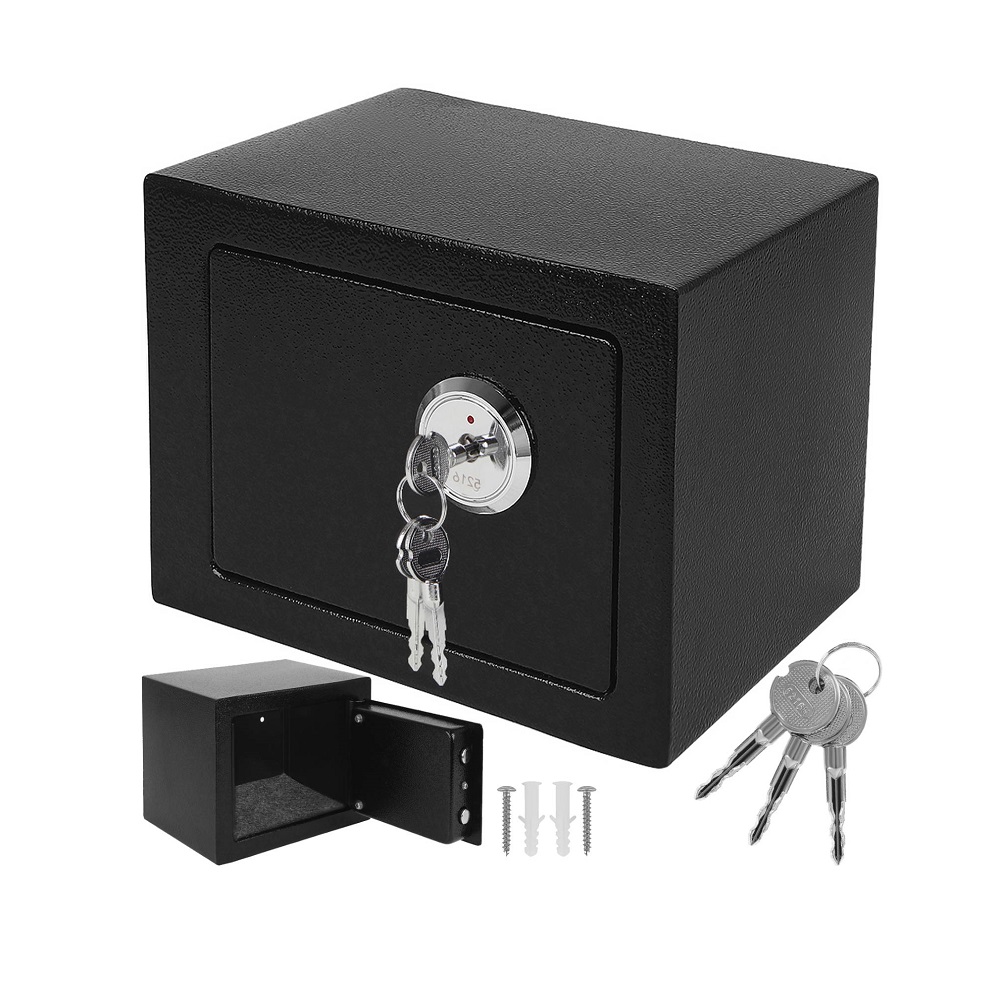 Falra szerelhető biztonsági széf – 3 darab kulccsal, 23 x 17 x 17 cm, fekete (BB-8800) (5)
