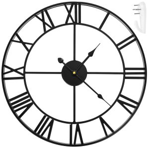 Nagyméretű, elemmel működő - Retro stílusú analóg falióra - csendes működéssel - 47,5 cm ,fekete (BB-11434)