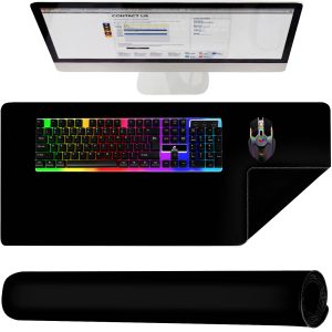 3in1 csúszásgátlós egérpad, billentyűzet alátét és asztallap védő - játékhoz, tanuláshoz, munkához - 90 x 45 cm, fekete (BB-18625)