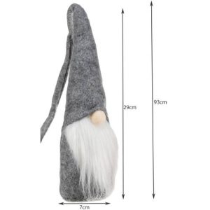 2 darab szakállas skandináv manó bábu piros és szürke ruhában - téli dekoráció - 93 cm (BB-17251) - Image 4