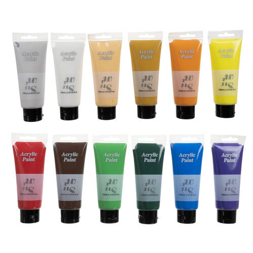 12 különböző színű prémium akril festék készlet, 100 ml-es tubusokban (BB-20424) (4)