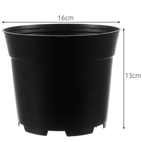 200 darabos műanyag ültető cserép készlet – 2L, 16 x 13 x 12 cm, fekete (BB-21395) (1)