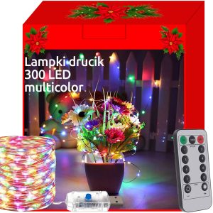 300 LED-es karácsonyi fényfüzér távirányítóval - 8 világítási móddal, színes (BB-17243)