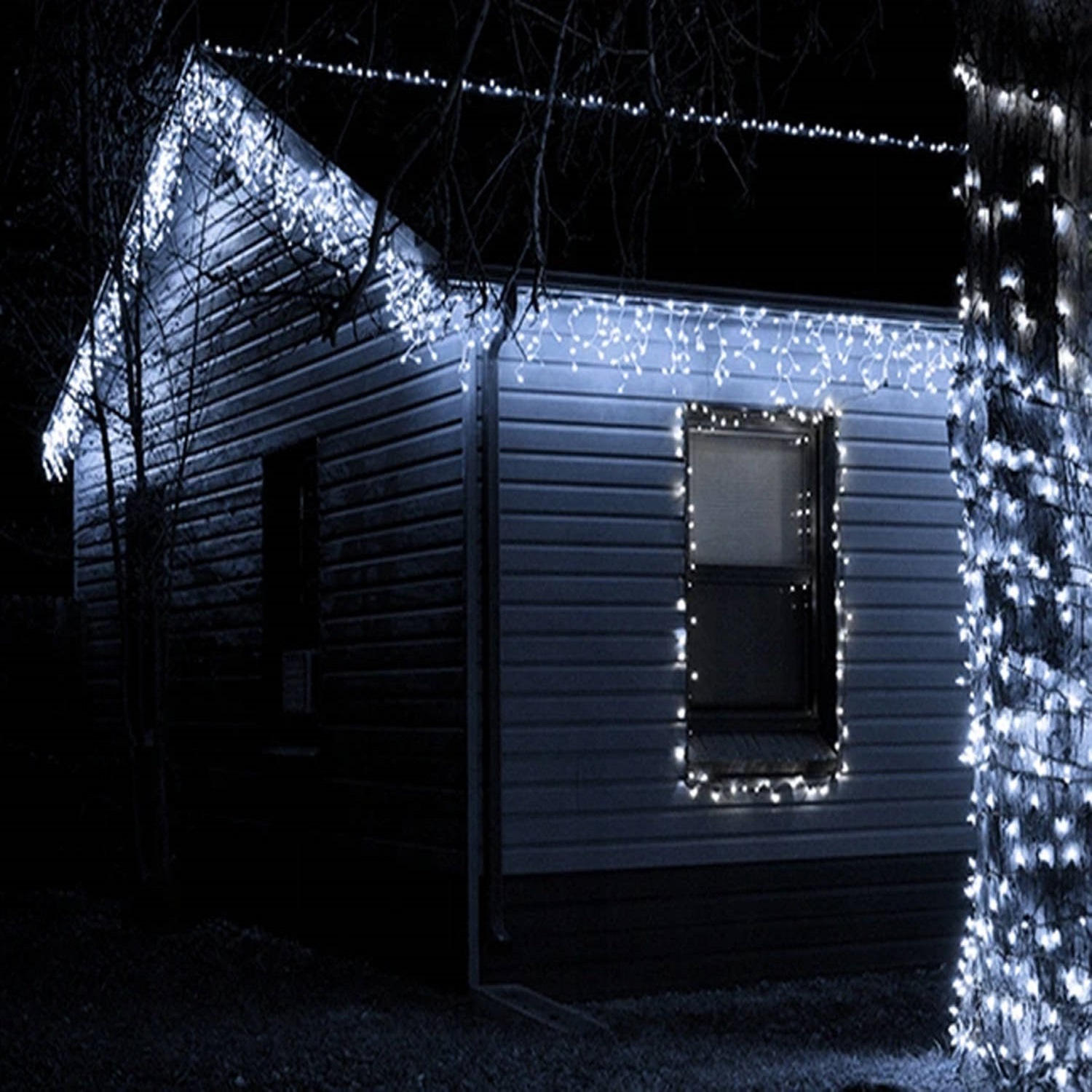 300 LED-es karácsonyi jégcsap fényfüggöny kül-, és beltérre – 12 méter, hideg fehér (BB-11520) (5)