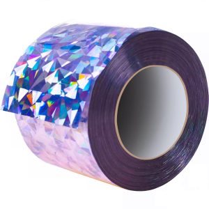 Csillogó, zörgő, fényvisszaverő madárriasztó szalag holografikus bevonattal szőlőbe, gyümölcsösbe, veteményesbe - 45 m (BB-21040)