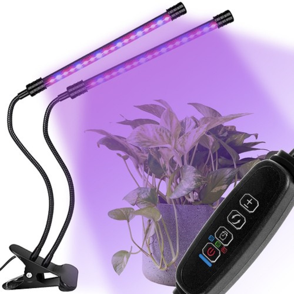 Flexibilis csíptethető-, és állítható 2 karos LED növénynevelő lámpa – 3 világítási móddal, 9 állítható fényerősséggel (BB-19241) (2)