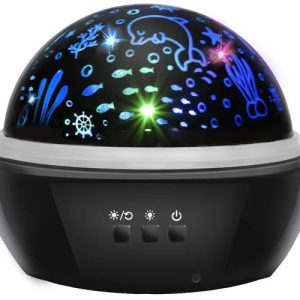 Forgó csillagfény LED lámpa, csillagos éjszakai égboltot vagy óceáni állatokat vetítő projektor gyerekeknek - fekete (BB-16857) - Image 9