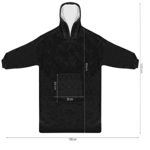Meleg, plüss ultra könnyű kapucnis pulóver elülső zsebbel - XXL méret, fekete (BB-9388) - Image 4