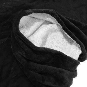 Meleg, plüss ultra könnyű kapucnis pulóver elülső zsebbel - XXL méret, fekete (BB-9388) - Image 15