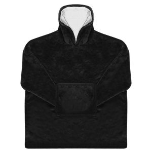 Meleg, plüss ultra könnyű kapucnis pulóver elülső zsebbel - XXL méret, fekete (BB-9388) - Image 7