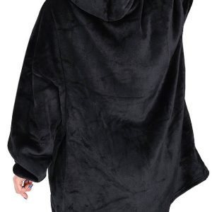 Meleg, plüss ultra könnyű kapucnis pulóver elülső zsebbel - XXL méret, fekete (BB-9388) - Image 10