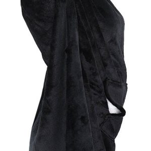 Meleg, plüss ultra könnyű kapucnis pulóver elülső zsebbel - XXL méret, fekete (BB-9388) - Image 9