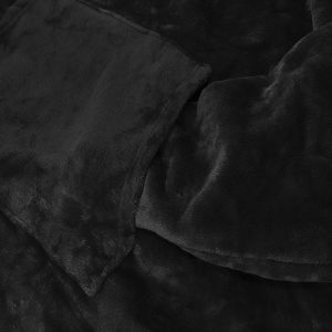 Meleg, plüss ultra könnyű kapucnis pulóver elülső zsebbel - XXL méret, fekete (BB-9388) - Image 6
