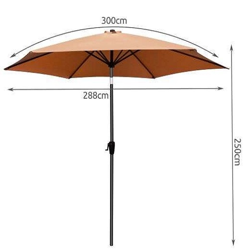 Modern billenthető kerti napernyő – 3 méter, barna (BB-12199) (2)