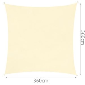 Négyszögletű, vízálló, UV szűrős napvitorla 3,6 x 3,6 m - bézs (BB-23165) - Image 2